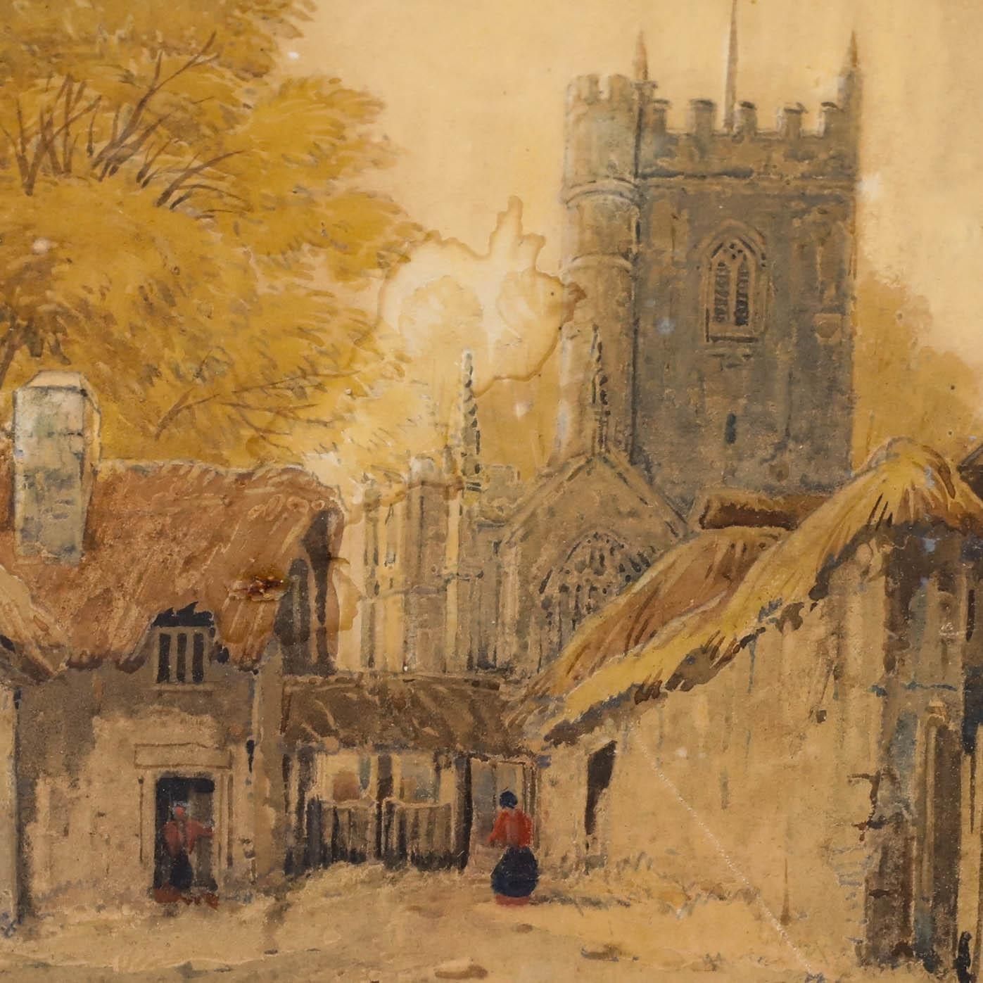 Manner Of Samuel Prout Ows (1783 1852) Framed Watercolour, Dawlish Church photo Art
