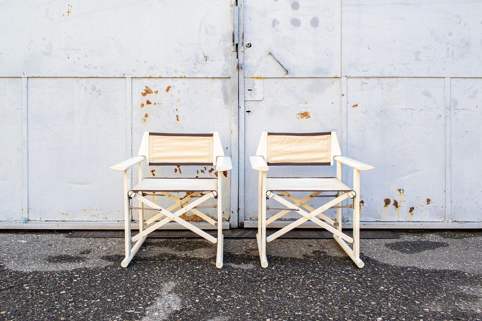 Folding Armchairs In Lacquered White Wood By Carlo Hauner For Fratelli Reguitti, 1968, Set Of 2