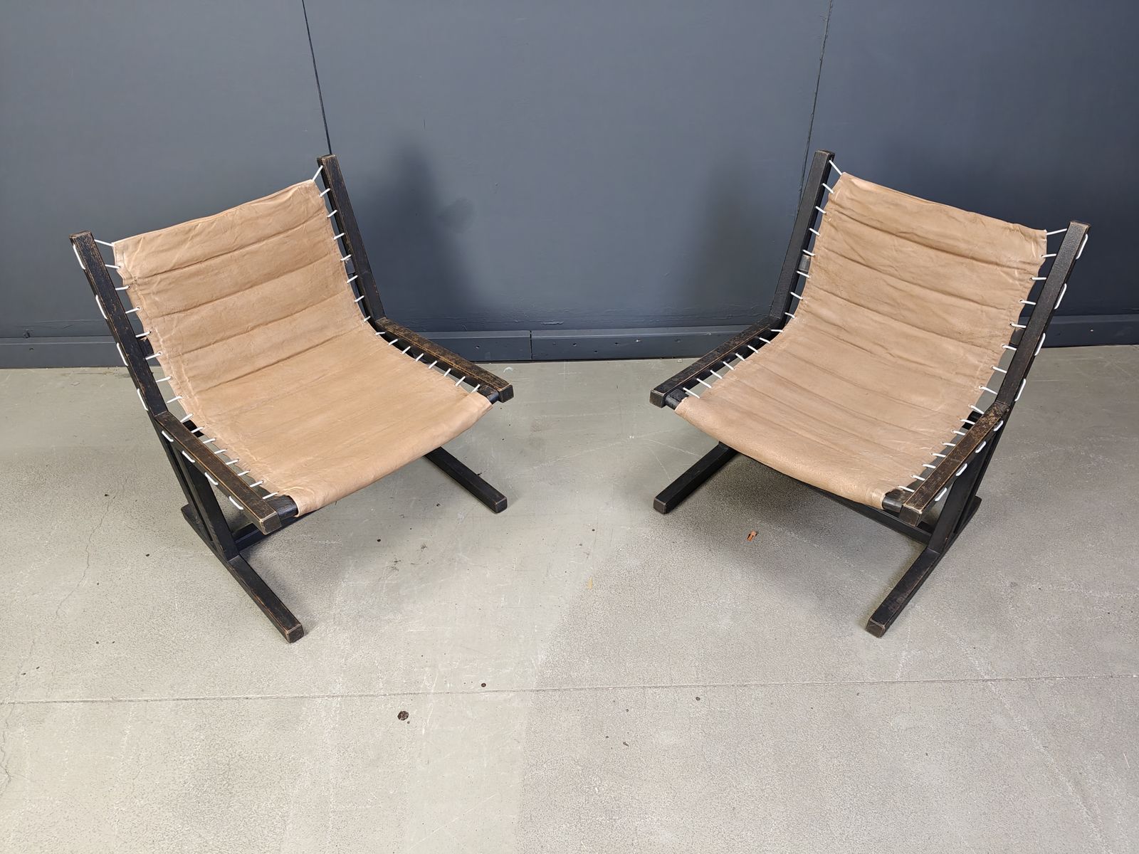photo furniture Canvas & Rope Lounge Chairs From Casala, West Germany, 1970s, Set Of 2