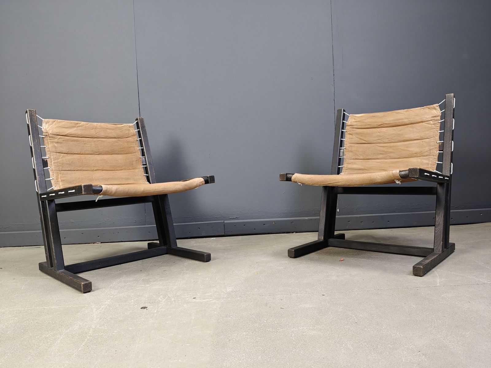 photo for sale Canvas & Rope Lounge Chairs From Casala, West Germany, 1970s, Set Of 2