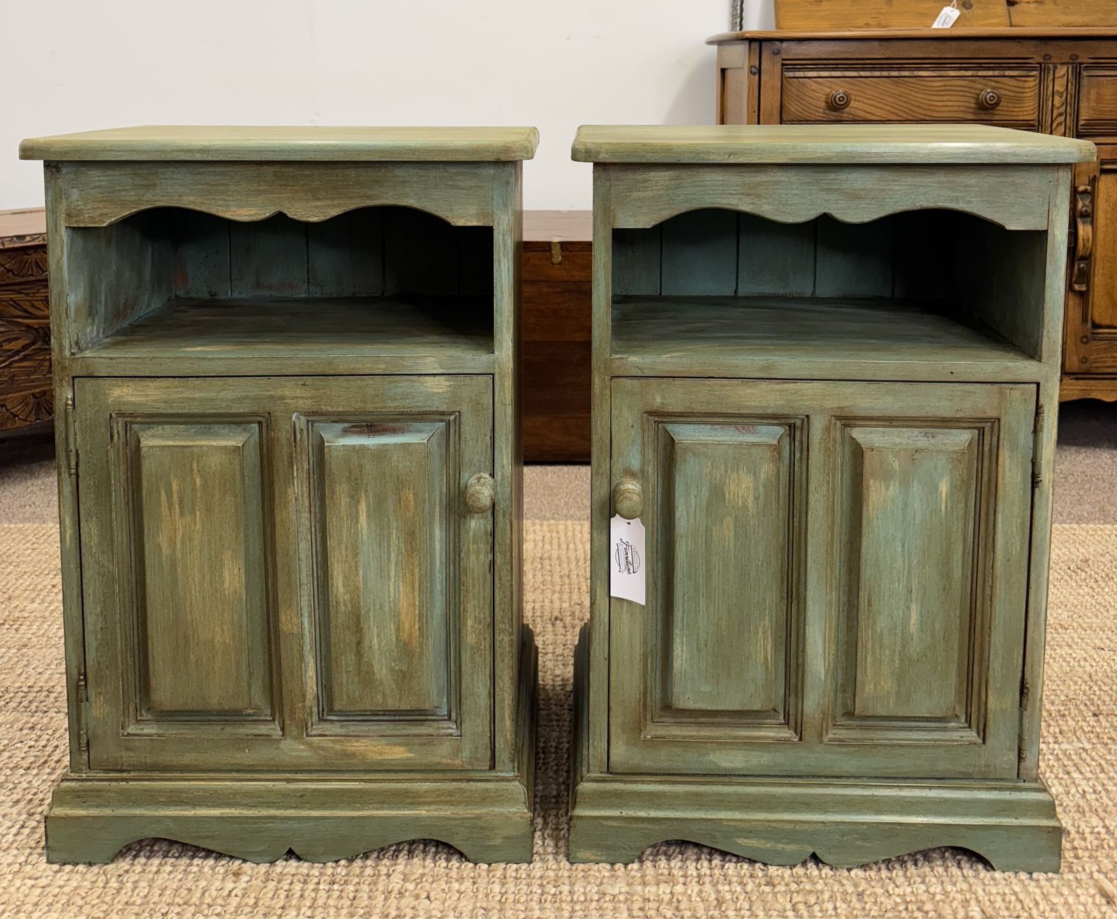 Pair Of Vintage Hand Painted Bedside Cabinets
