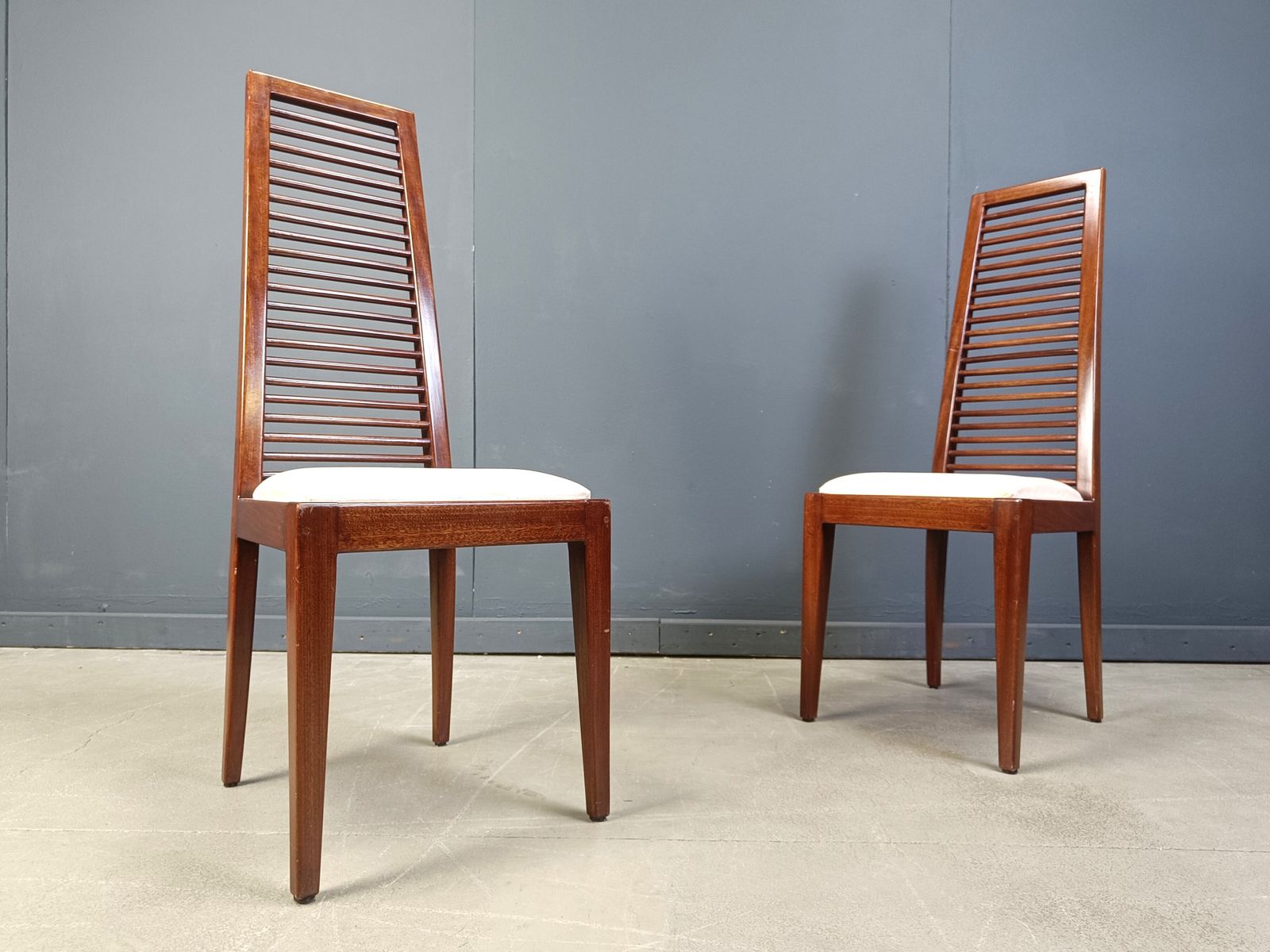 Furniture Set Of 8 Italian High Back Dining Chairs, 1980s photo