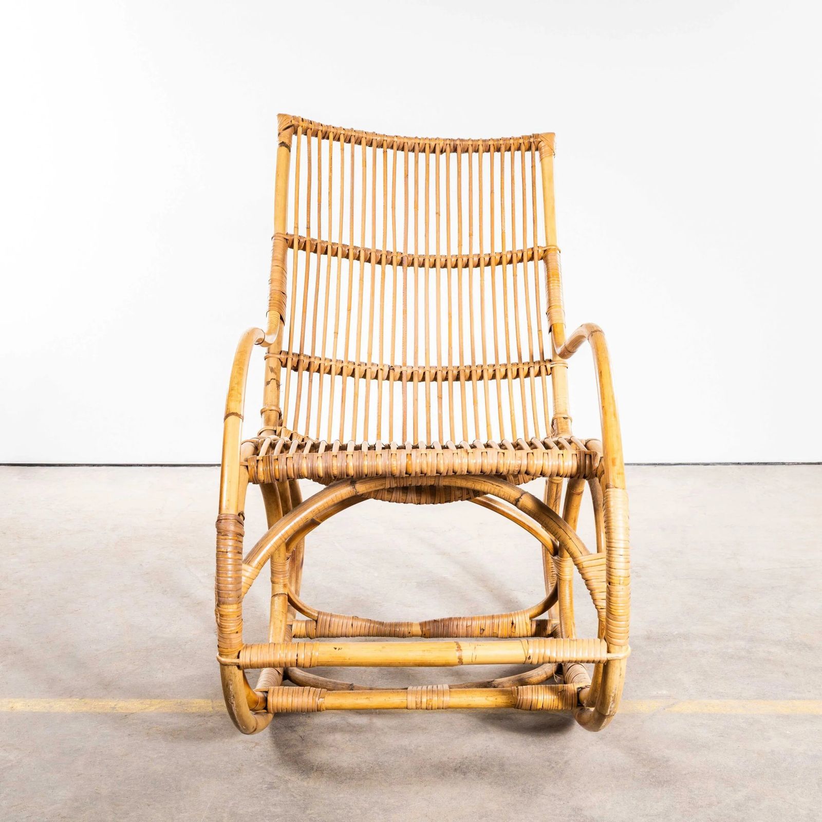 1960’s Original French Rattan Rocking Chair photo for sale