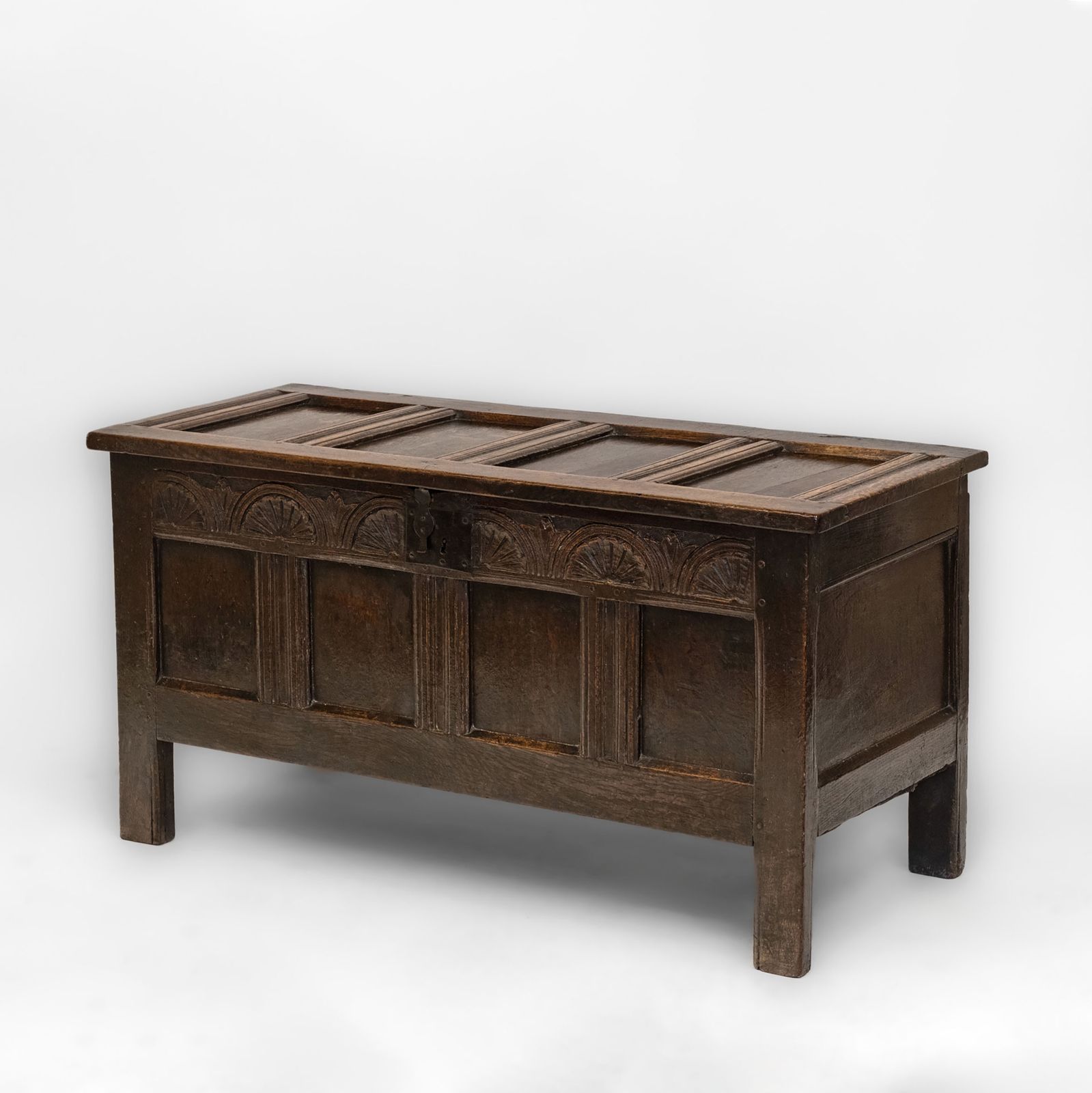 Furniture Charles II Oak Panel Coffer Chest Circa 1680 photo
