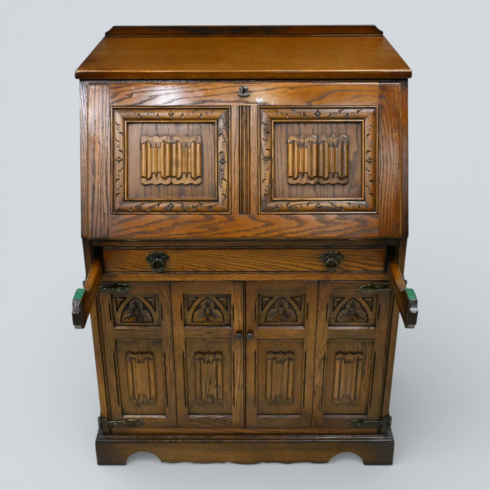 photo buy Old Charm Computer Bureau Micro Office Light Oak Red Leather Free Uk Delivery