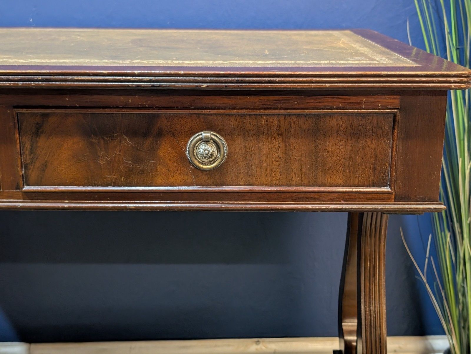 photo for sale Reproduction  Regency Style Sofa Table Side  Console Green Leather Top
