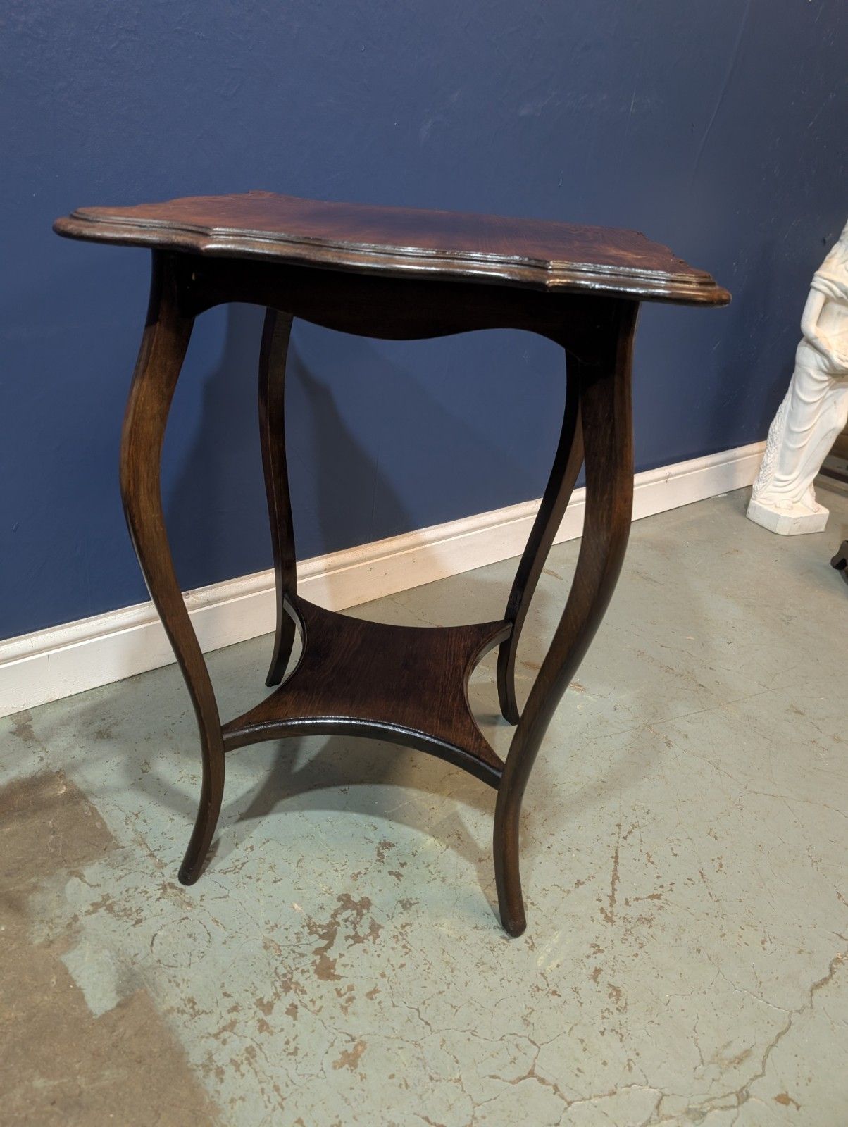 photo for sale Antique Edwardian Mahogany Two Tier Side Table End Wine Plant Stand Vintage