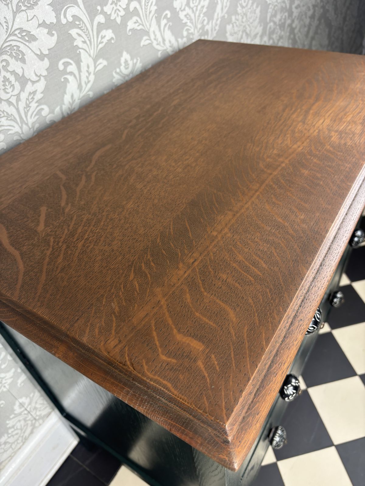 Solid English Oak Chest Of Drawers photo vintage