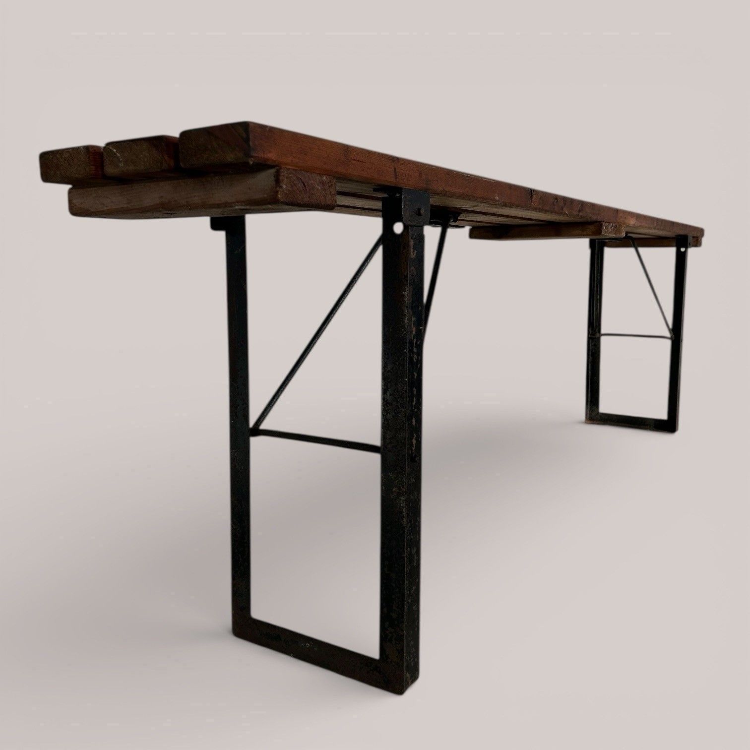 Vintage Military Folding Bench – Mod Ex Forces Industrial Seat photo for sale