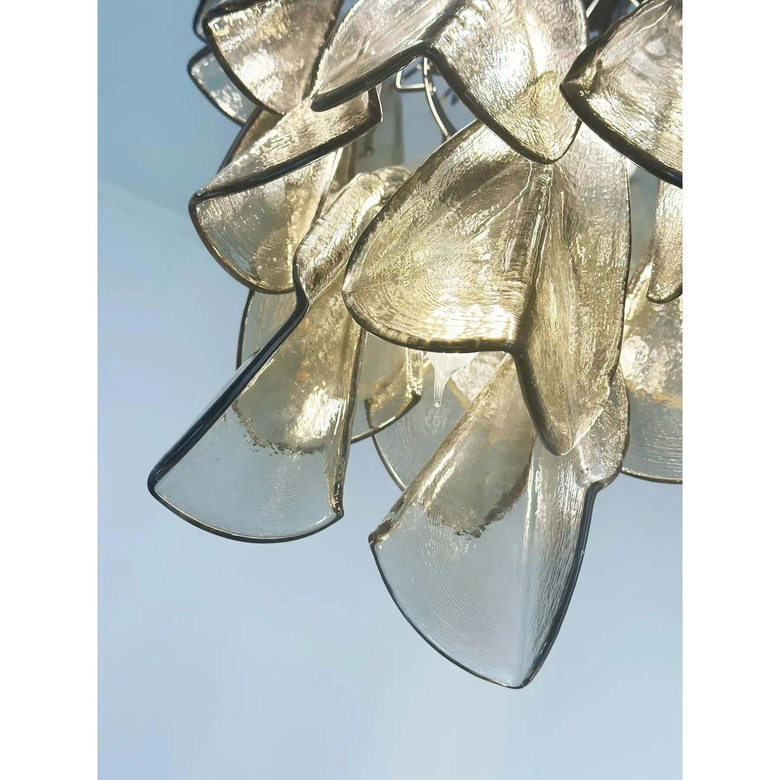 photo furniture Smoked Fumé Murano Glass “Rondini” Cascade Chandelier, Modern Venetian Design