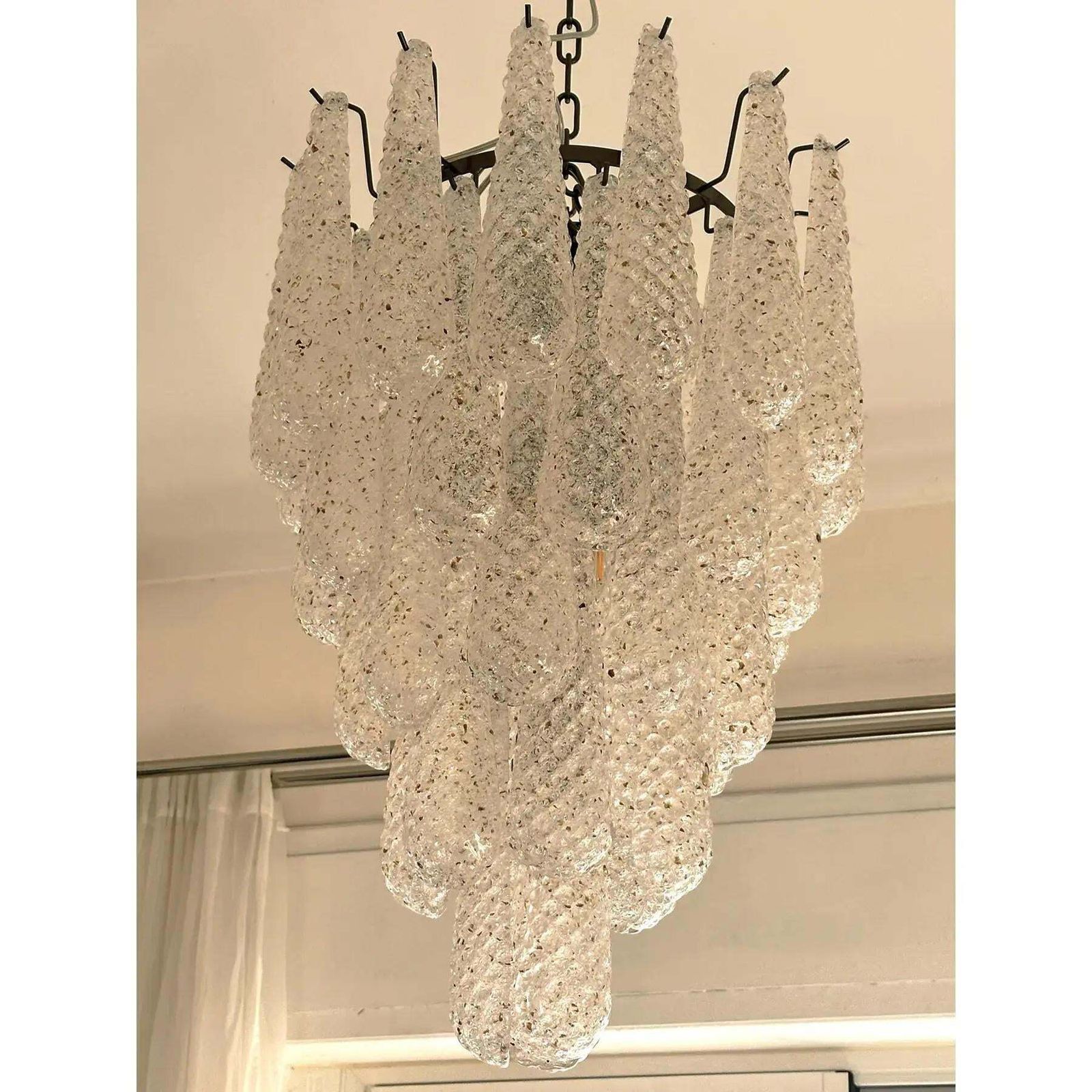 Mid Century Modern Venetian Murano Glass “Conchiglie” Chandelier In Black Nickel photo 5297.0