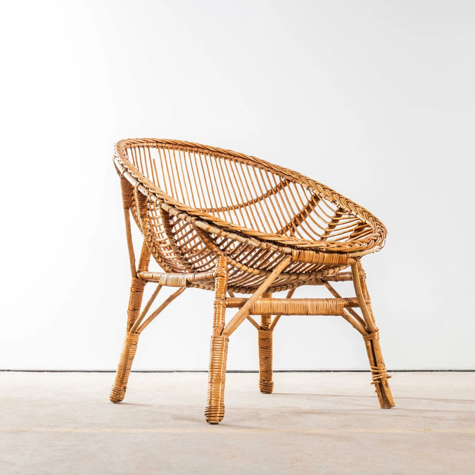 1960’s French Rattan Dish Armchair