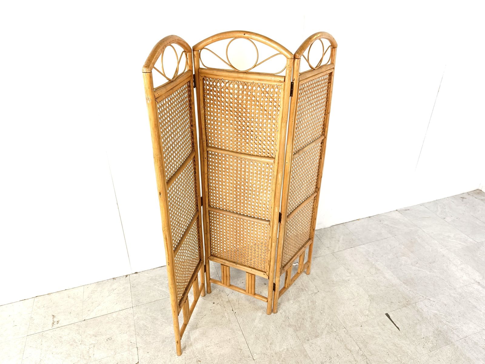Bamboo Folding Screen, 1970s, Vintage photo for sale