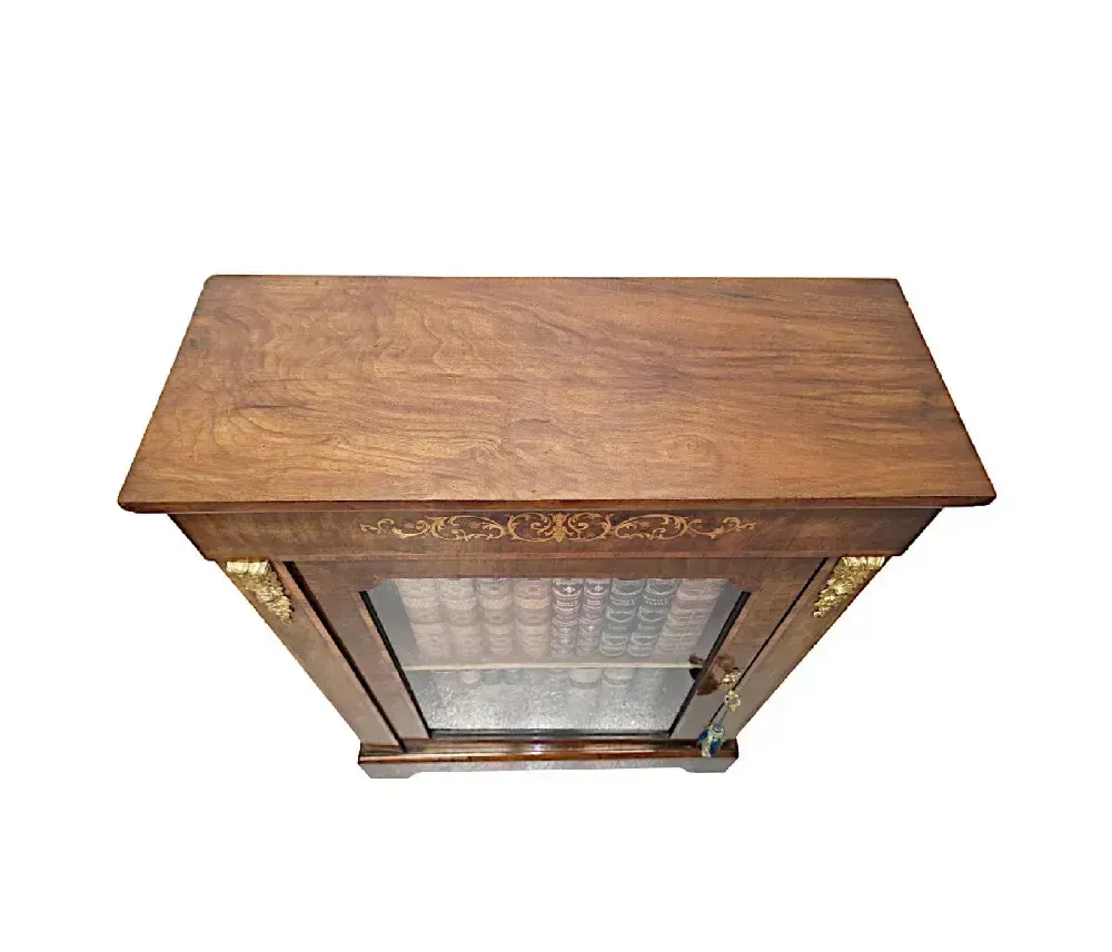 A Very Fine 19th Century Inlaid Pier Cabinet Bookcase Or Display Case photo for sale