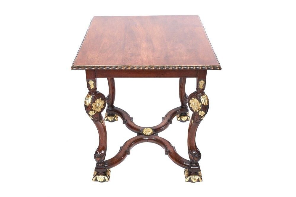 William And Mary Revival Walnut Centre Table With Parcel Gilt Decoration photo for sale