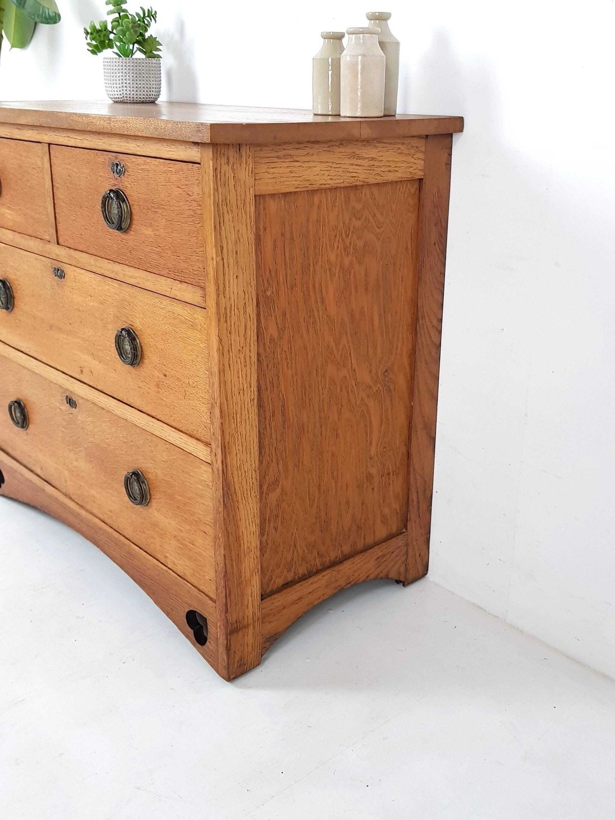 Antique Solid Oak Chest Of Drawers photo Furniture