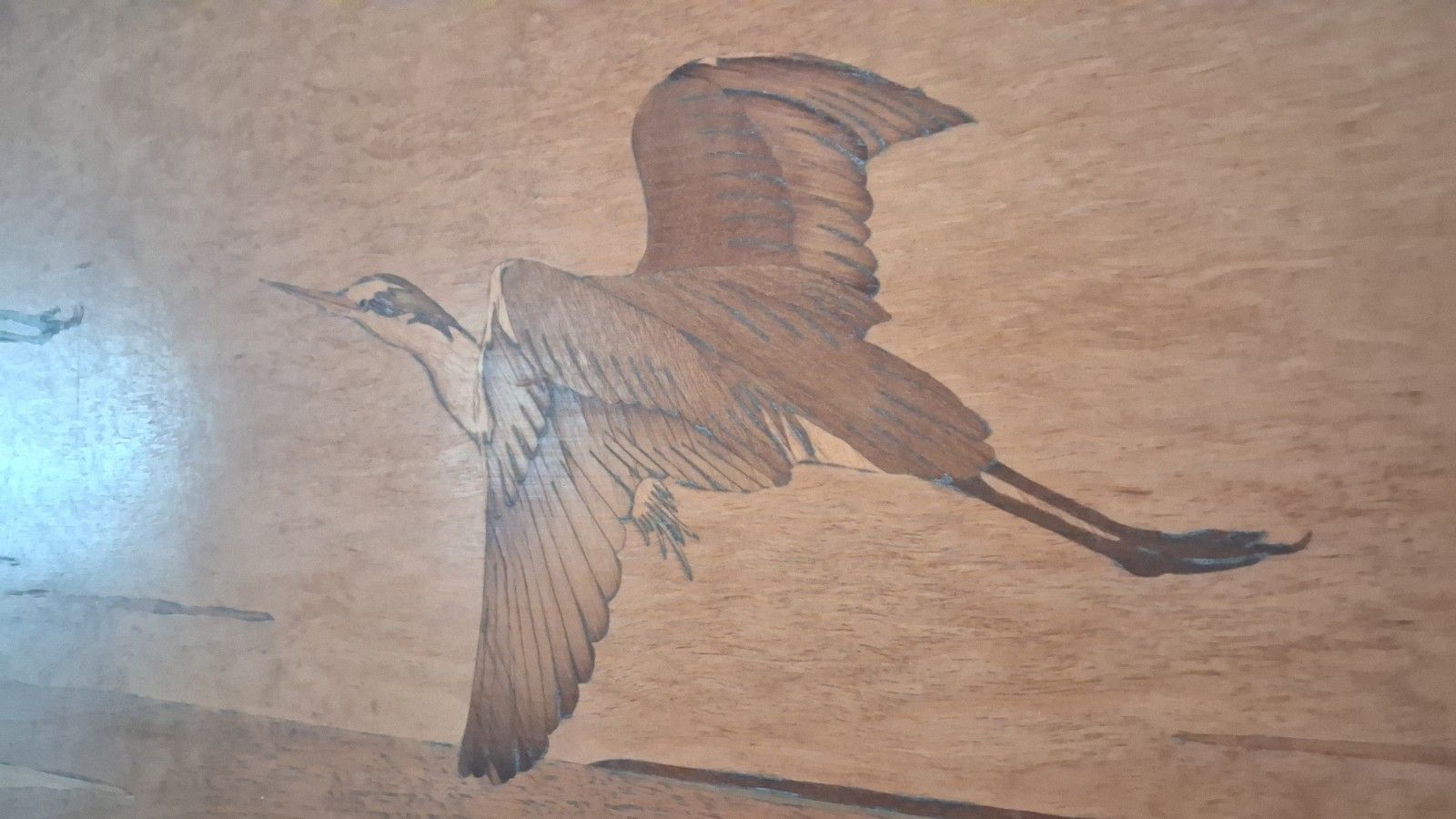 Superb 1960's Mid Century Marquetry "Herons In Flight "  Wall Hanging , Artwork photo buy