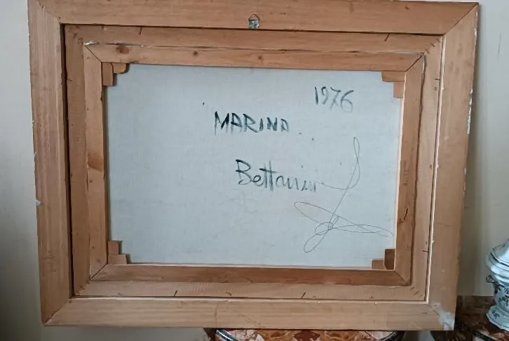 Dipinto Olio Su Tela Marina 1976 Lido Bettarini Tela 70x50 Cm photo vintage