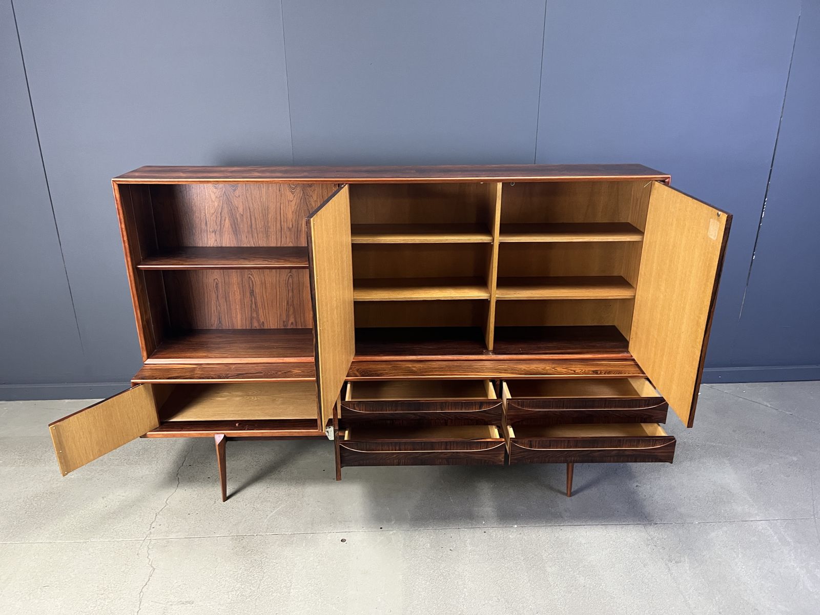 photo furniture Oswald Vermaercke Paola Rosewood Highboard For V Form Belgium 1959