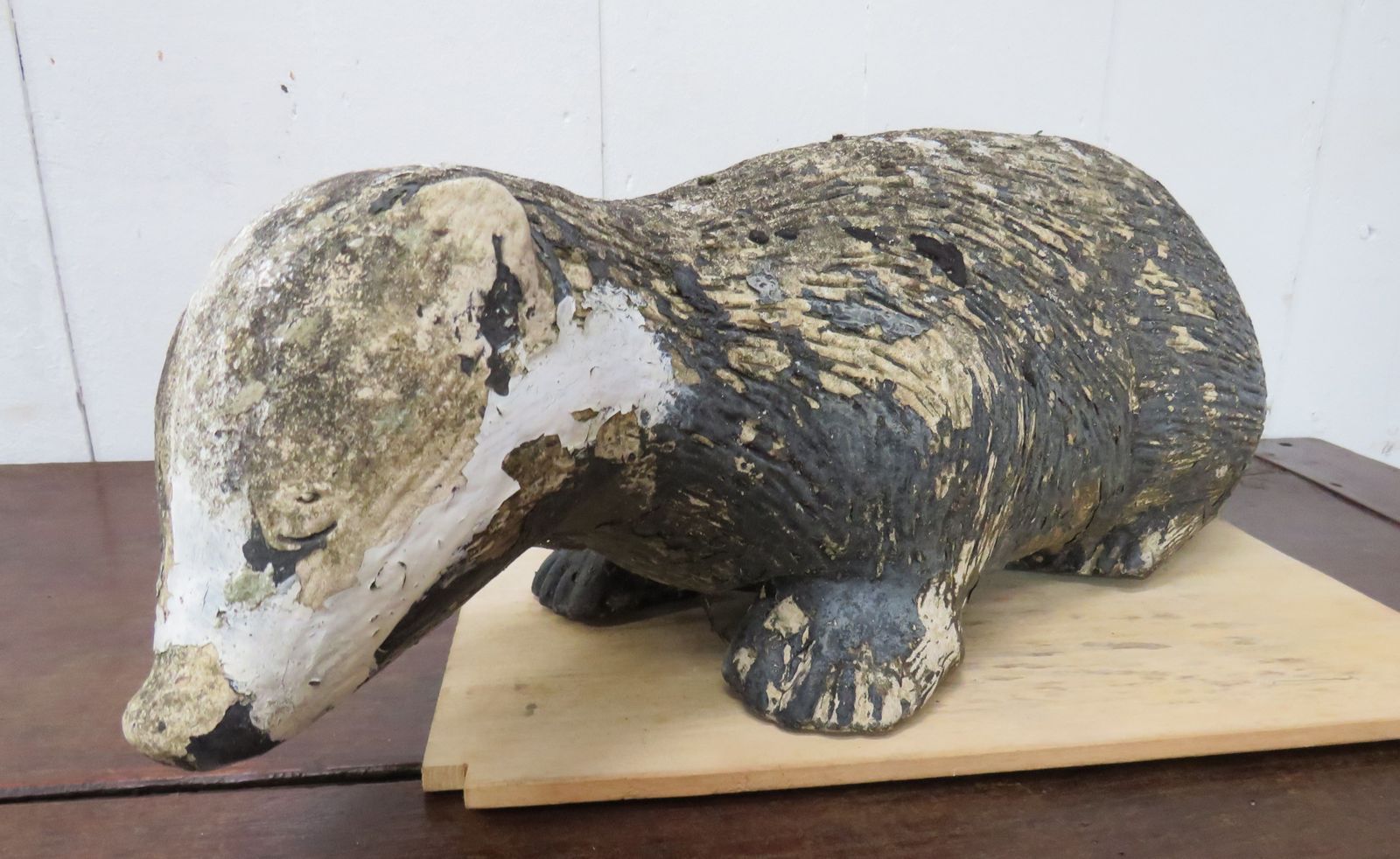 Vintage English Weathered Garden Badger Ornament photo buy