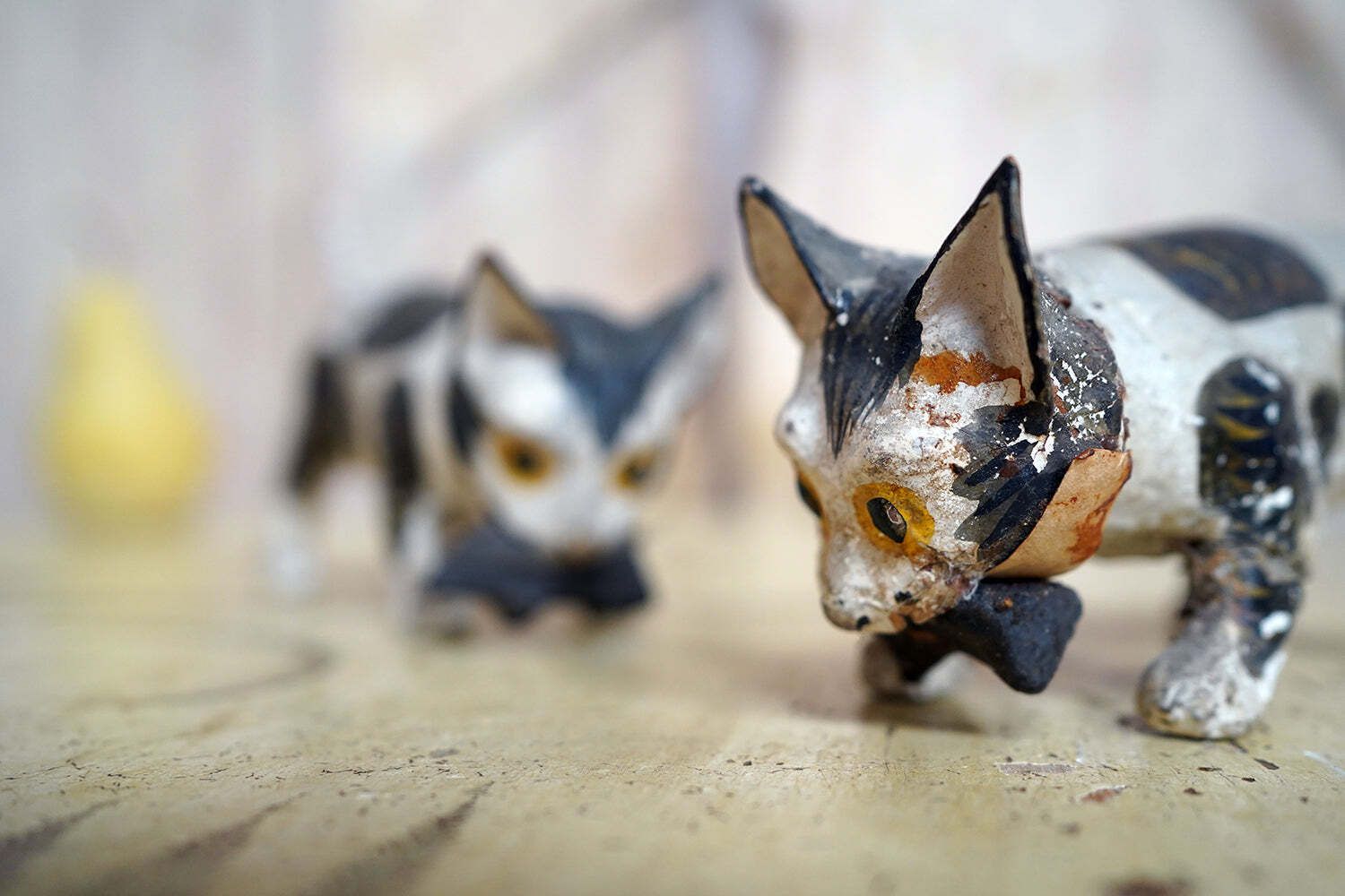 A Rare Pair Of 19thc Papier Mâché Nodding Cats & Mice C.1880 photo Art