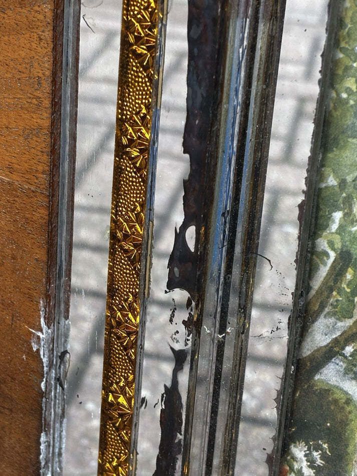 Art Deco Walnut And Glass Fire Screen photo vintage