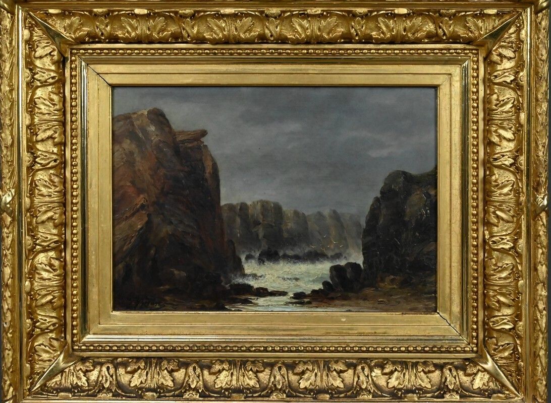Painting "The Wild Coast Of Belle île En Mer", 19th Century French School photo Art
