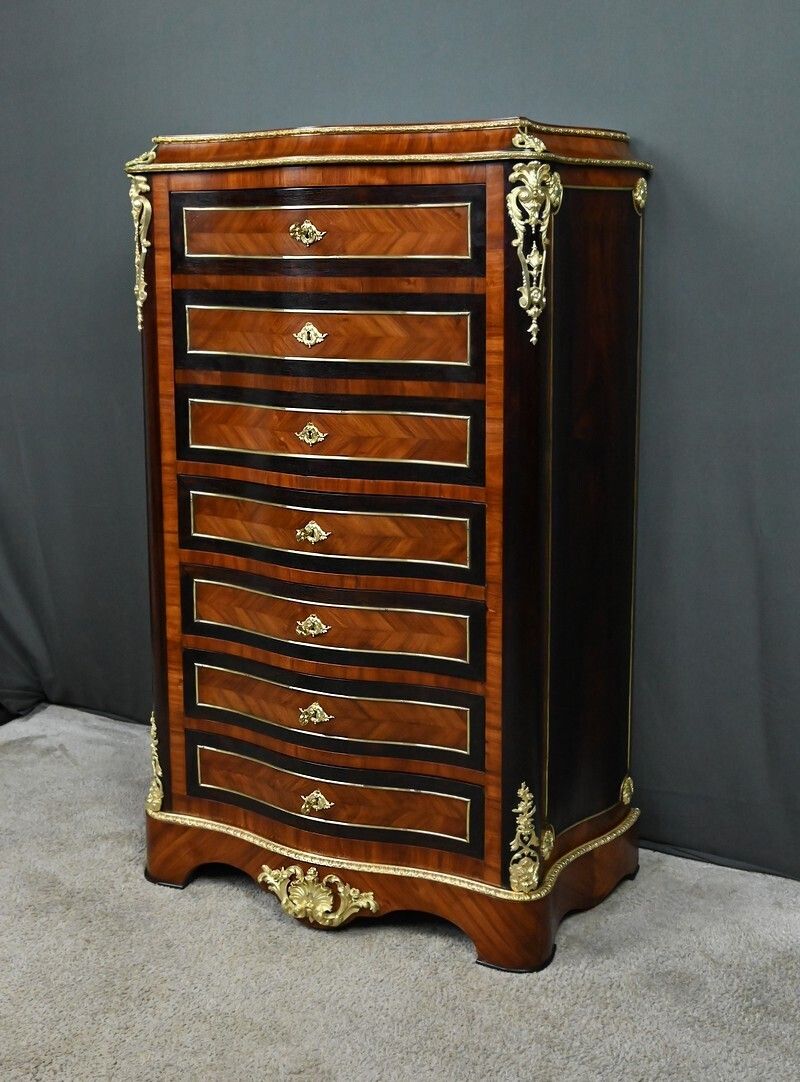 Inlaid Secretary Desk In Precious Woods, Napoleon III Period – Mid 19th Century photo 2830.0
