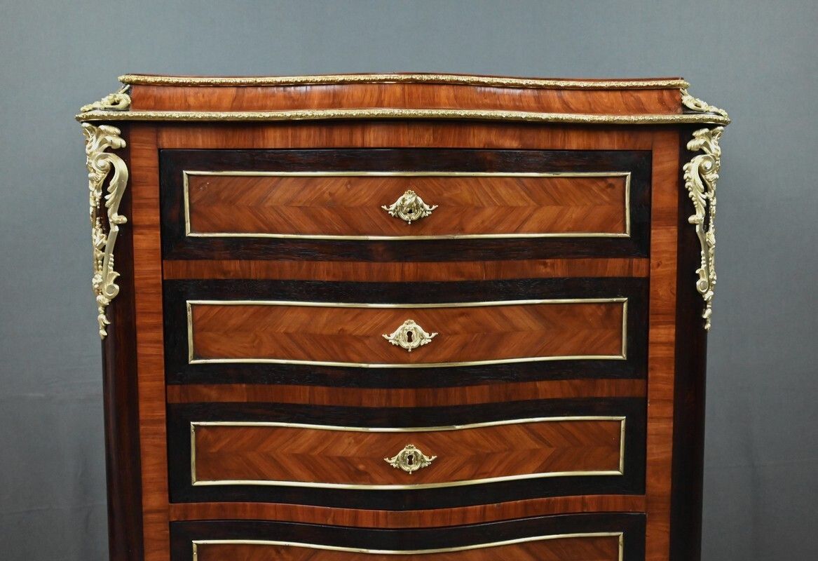 Inlaid Secretary Desk In Precious Woods, Napoleon III Period – Mid 19th Century photo buy