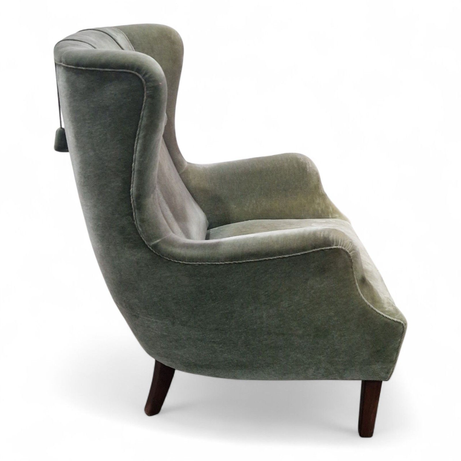 Danish Wing Back Armchair Mid Century Library Reading Chair With Cushion photo buy