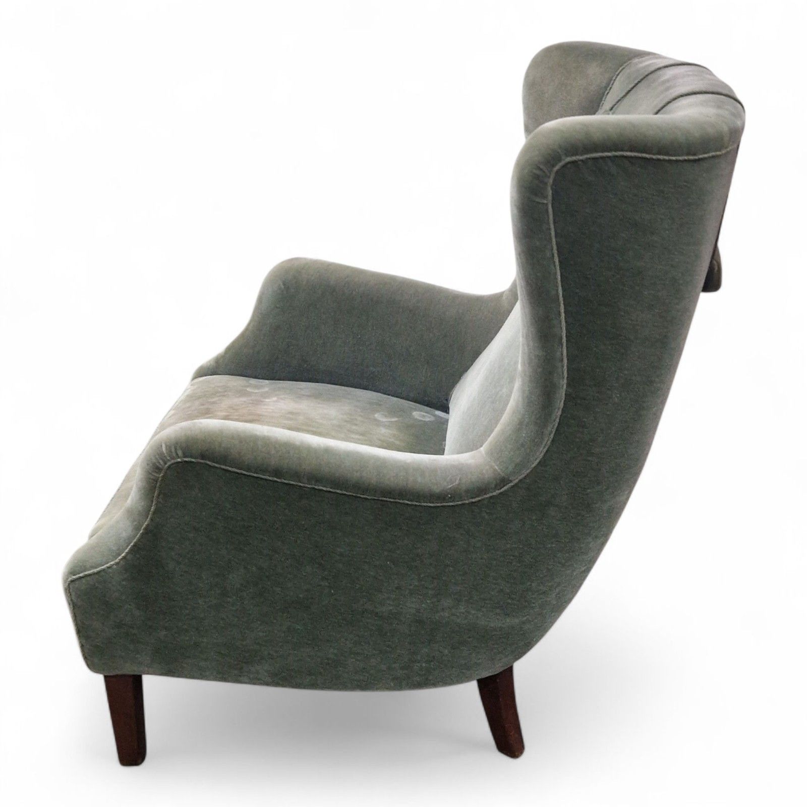 Danish Wing Back Armchair Mid Century Library Reading Chair With Cushion photo vintage
