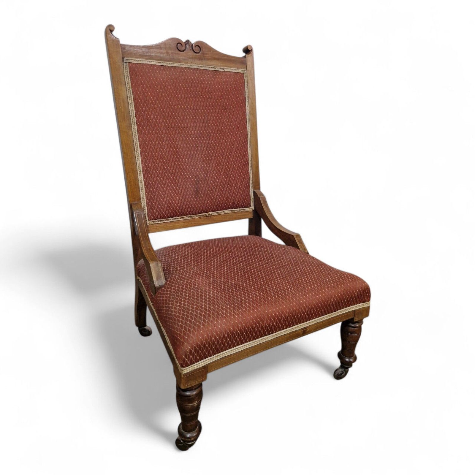 Furniture Antique Victorian Fireside Chair Carved Occasional Salon Chair Bedroom Chair photo