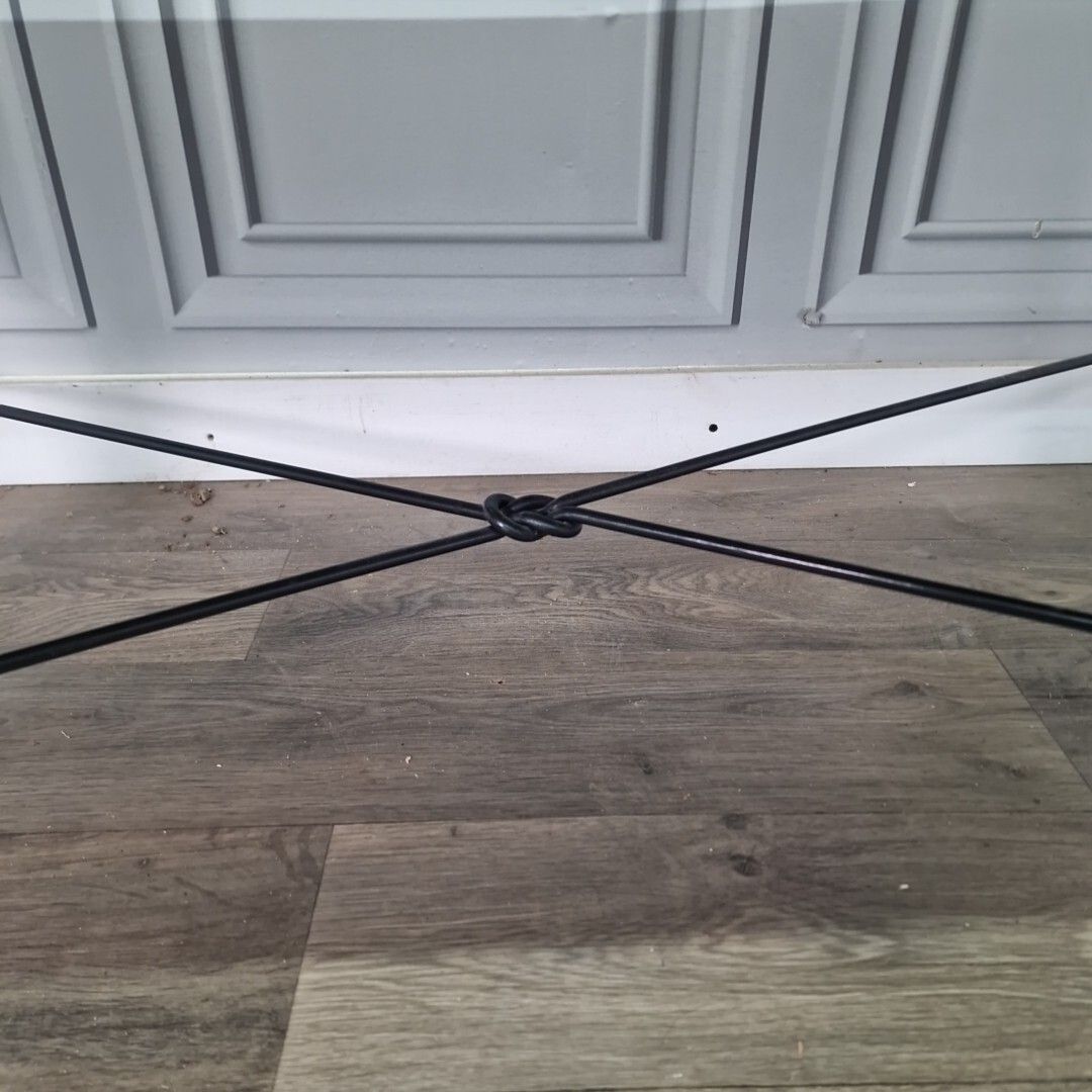 photo furniture Danish Inspired Coffee Table Mid Century Modern Wood Metal Lipped Side Retro