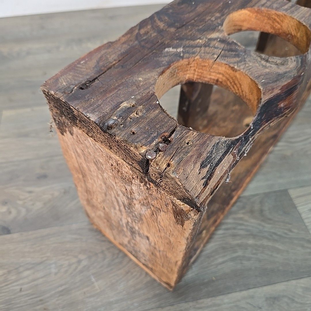 photo for sale Vintage Reclaimed Wine Rack Rustic Solid Wood Holder 6 Bottles Pine Handmade