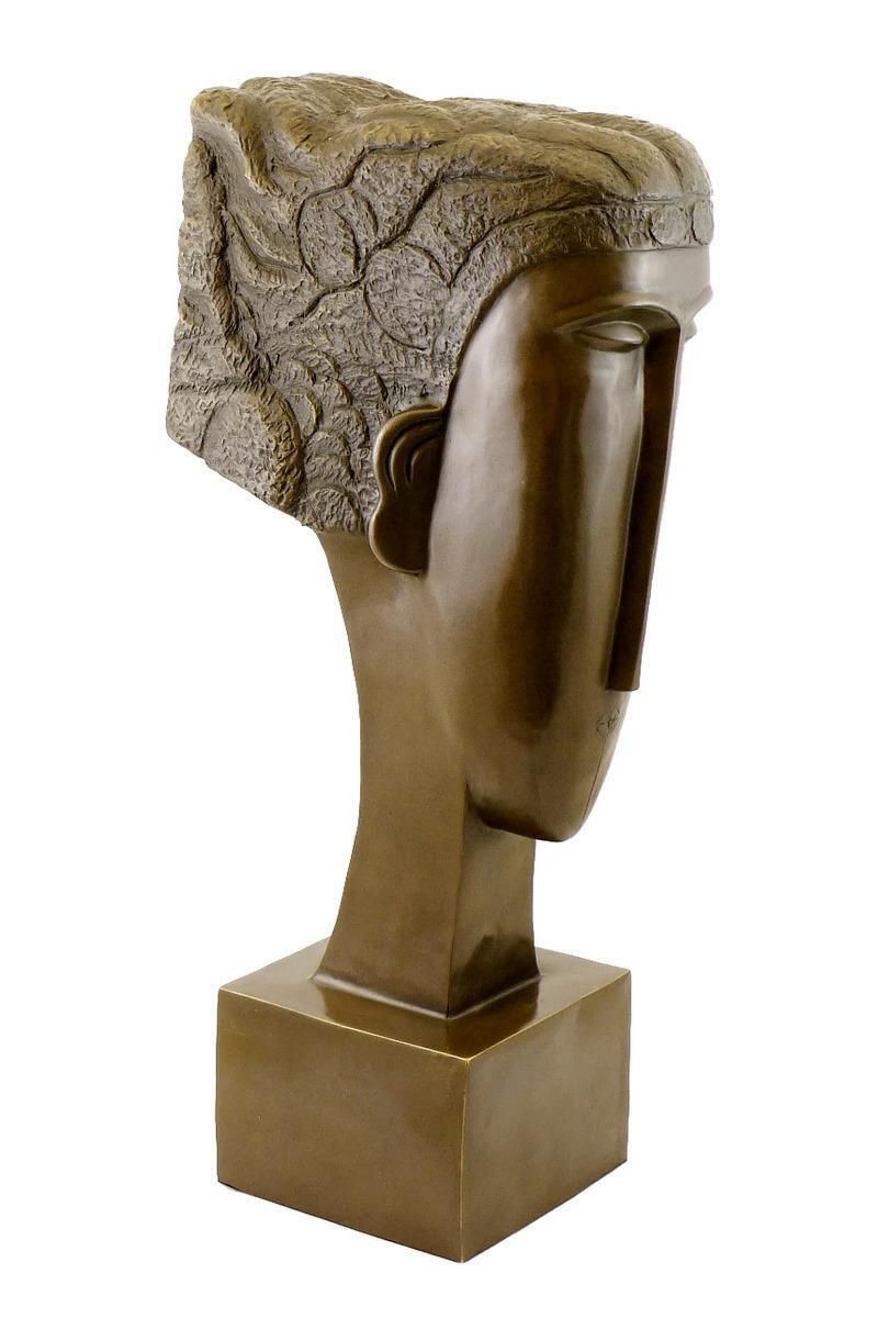 Art Deco Style Brown Patinated Bronze Woman’s Head Sculpture photo Art