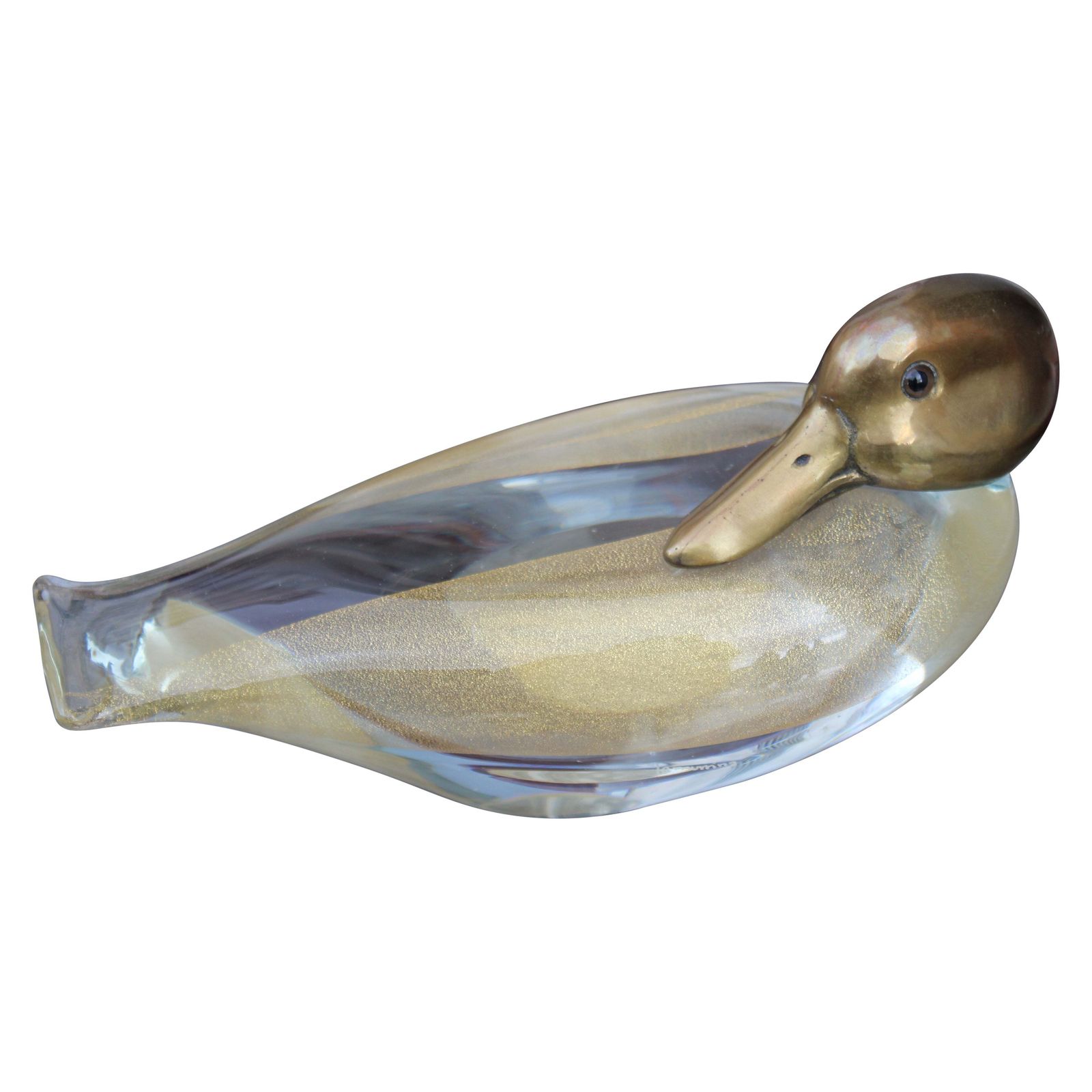 Duck In Murano Glass La Murrina And Brass Italian Design 1970 Gold Dust