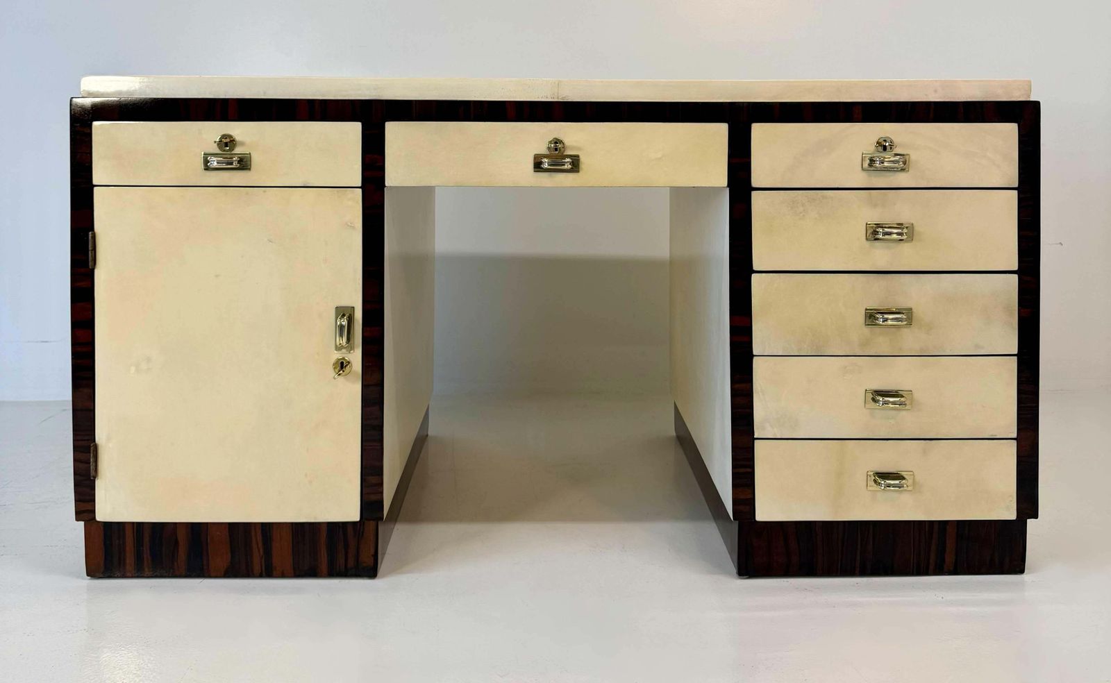 Italian Art Deco Parchment Desk In The Style Of Borsani, 1940s photo furniture