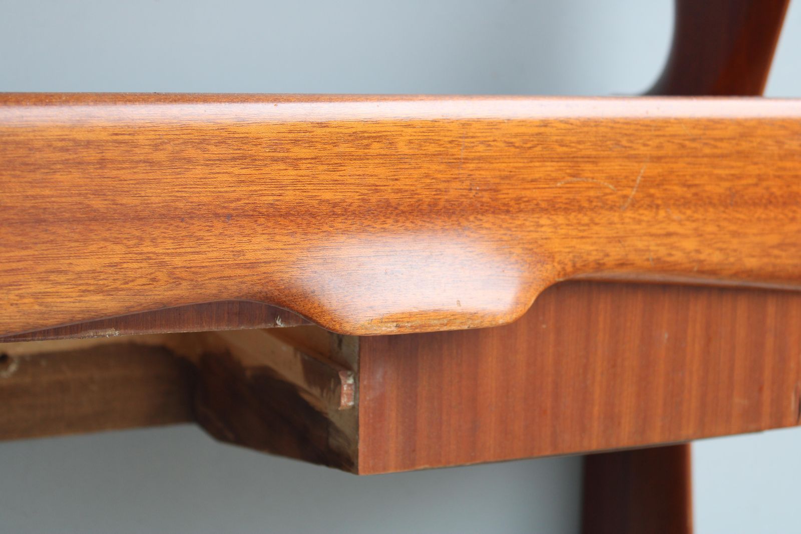 2676.0 Italian Minimal Console Table In Sagomato Wood Style Carlo Mollino Mid Century photo