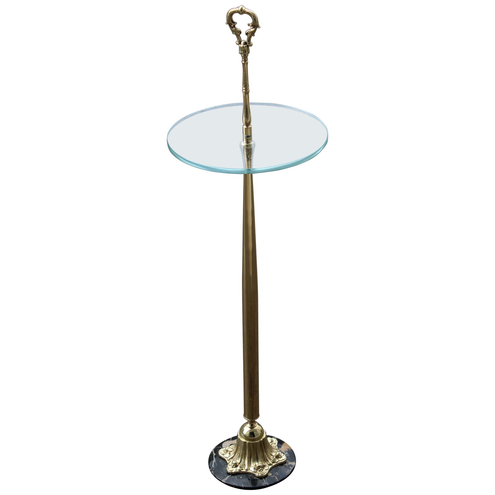 1950s Italian Gueridon In Brass Glass And Portoro Marble