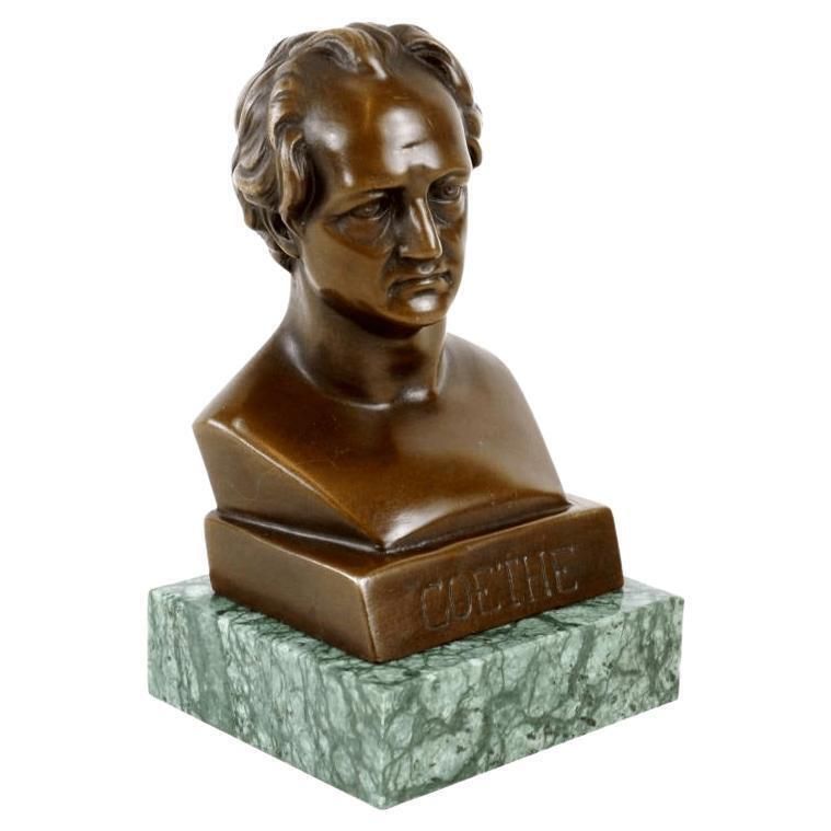 Bronze Bust Of Johann Wolfgang Von Goethe On Marble Base, 19th Century Style
