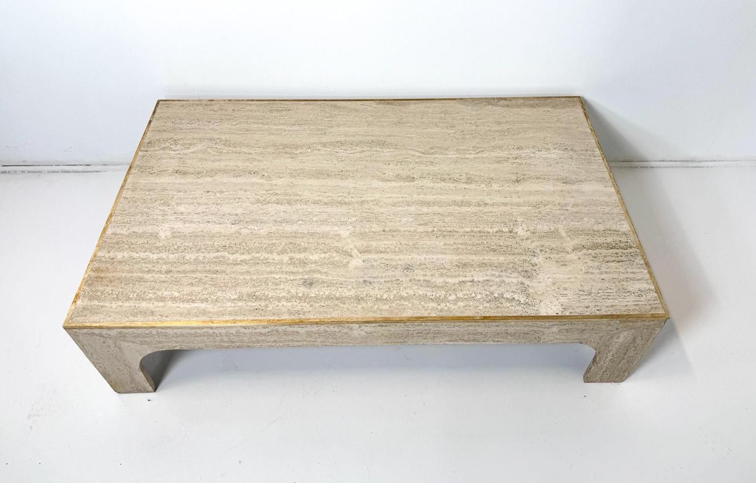 Mid Century Modern Travertine Coffee Table By Willy Rizzo, Italy, 1960s photo vinterior