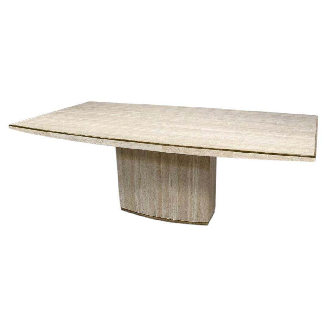 Mid Century Modern Travertine Dining Table By Willy Rizzo, 1970s