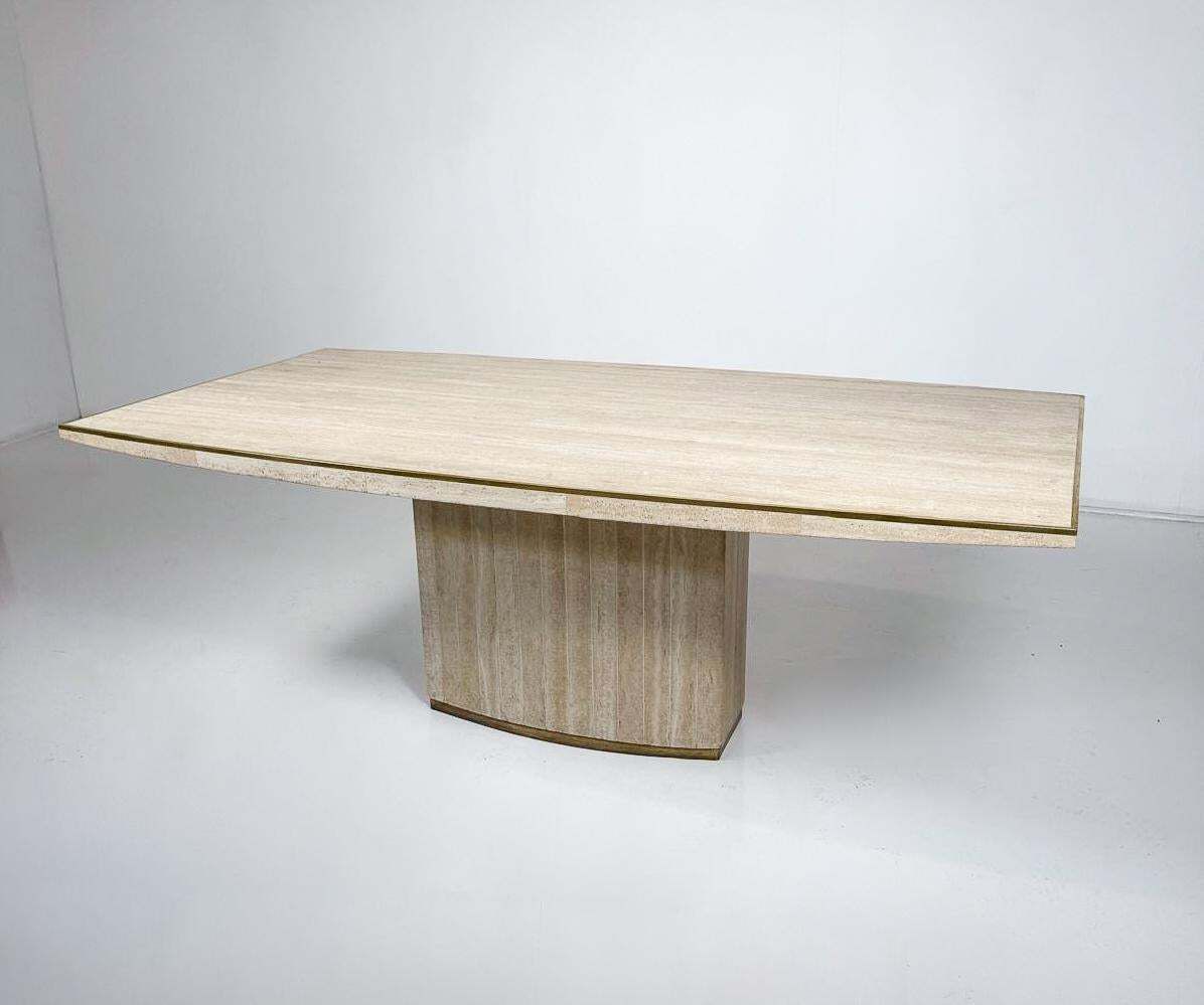 Mid Century Modern Travertine Dining Table By Willy Rizzo, 1970s photo furniture