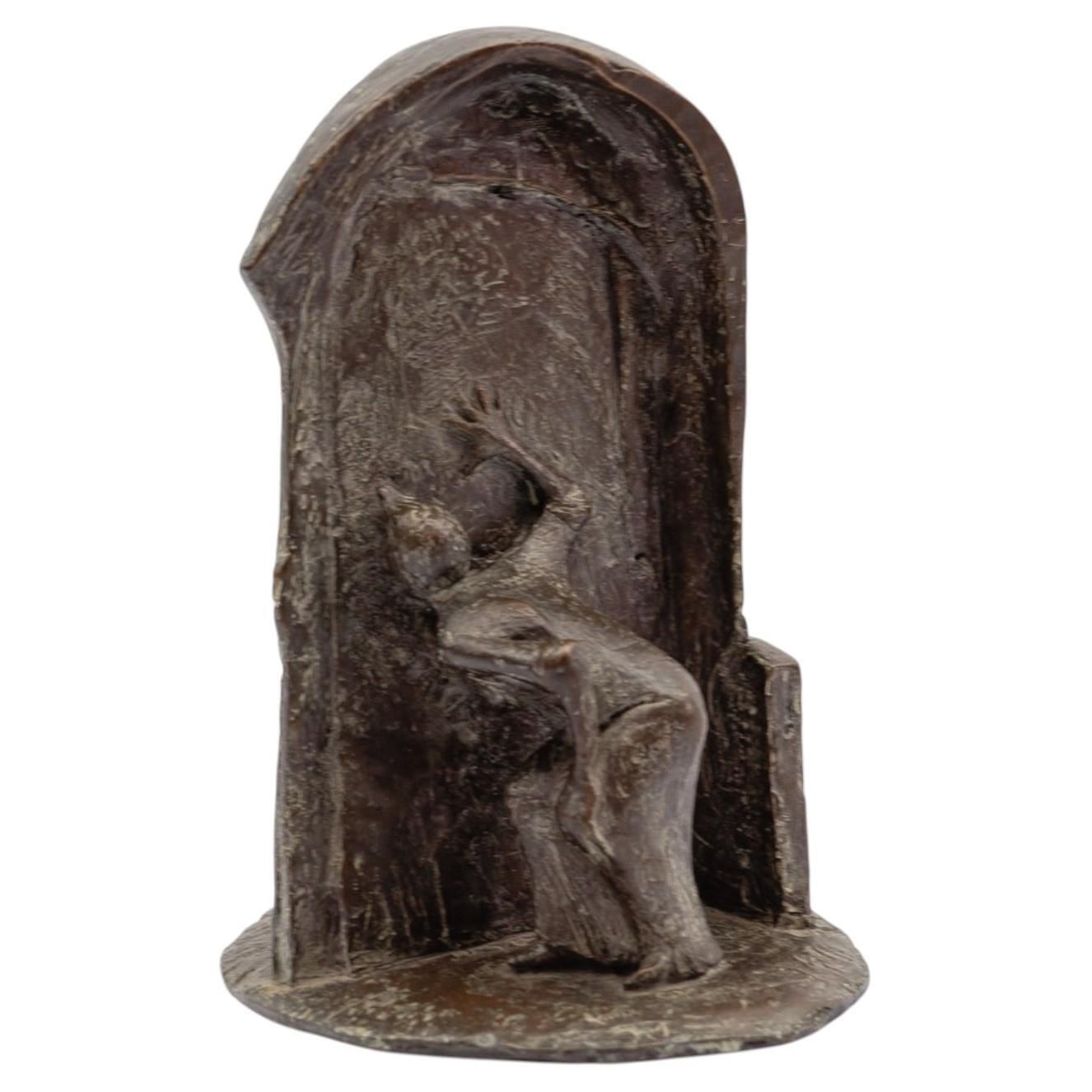 Figurative Artists Bronze Of A Keyhole Door Scene B.G. 1991 1/7
