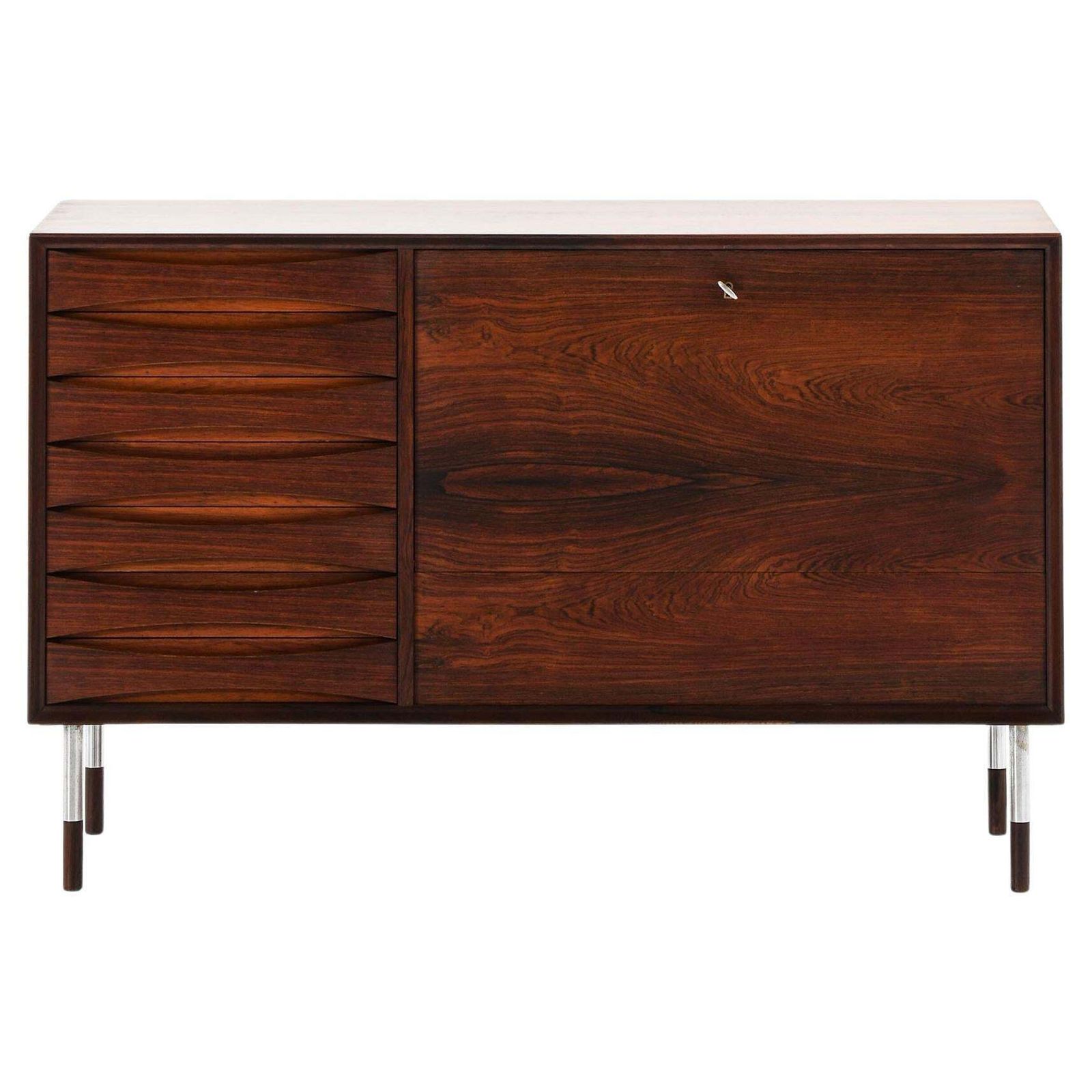 Sideboard In Rosewood And Steel By Arne Vodder, 1950s