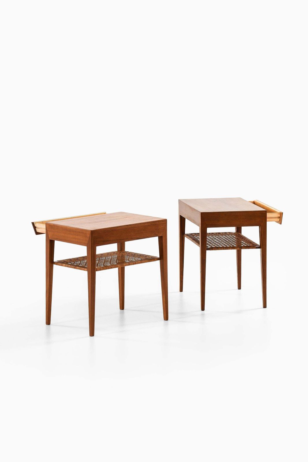 Set Of 2 Bedside Tables In Cane And Teak By Severin Hansen, 1950s photo vinterior