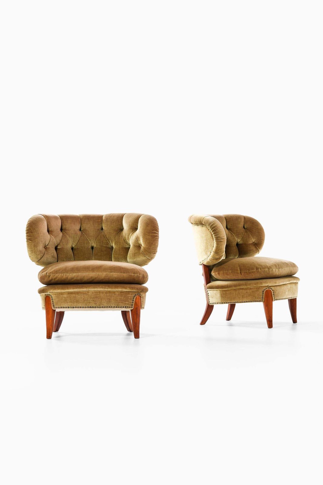 Set Of 2 Easy Chairs In Beech And Velvet By Otto Schulz, 1936 photo furniture