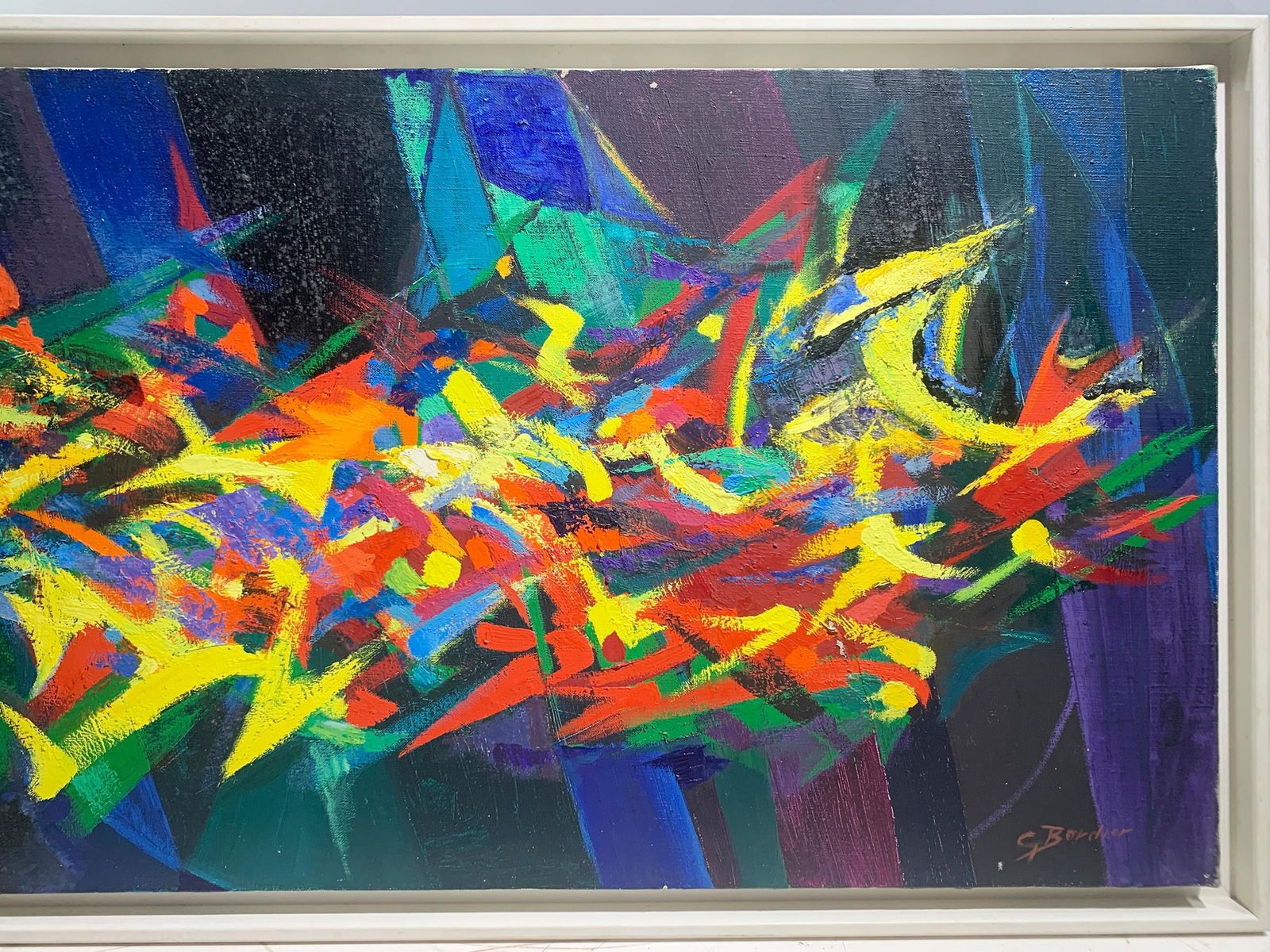 Mid Century Abstract Expressionist Painting By G. Bordier, Signed, France, 1950s photo 4023.0