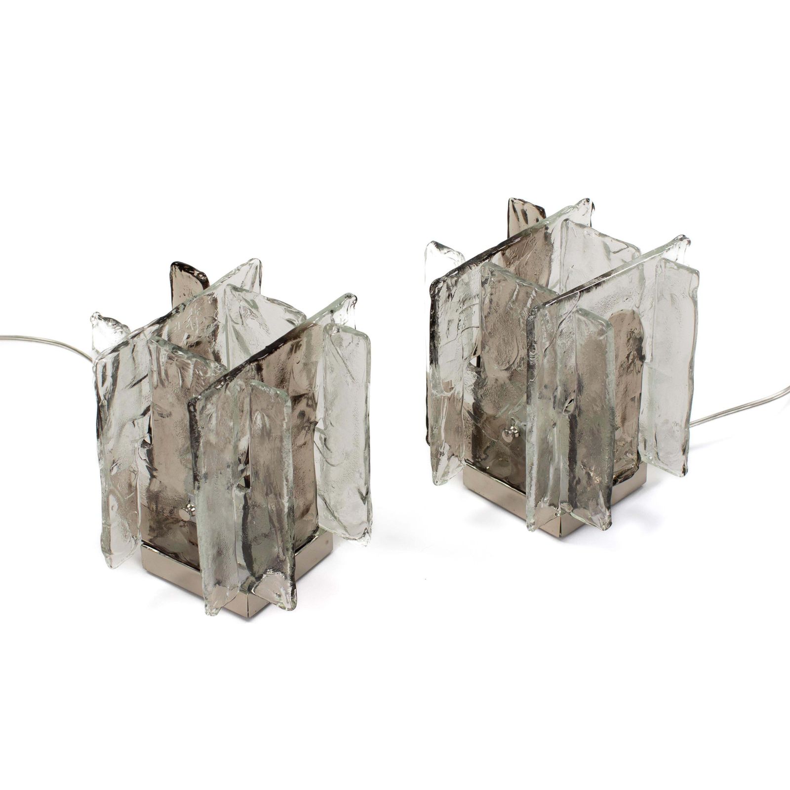 Pair Of Italian Mid Century Murano Glass Table Lamps By C. Nason For Mazzega 70s photo furniture