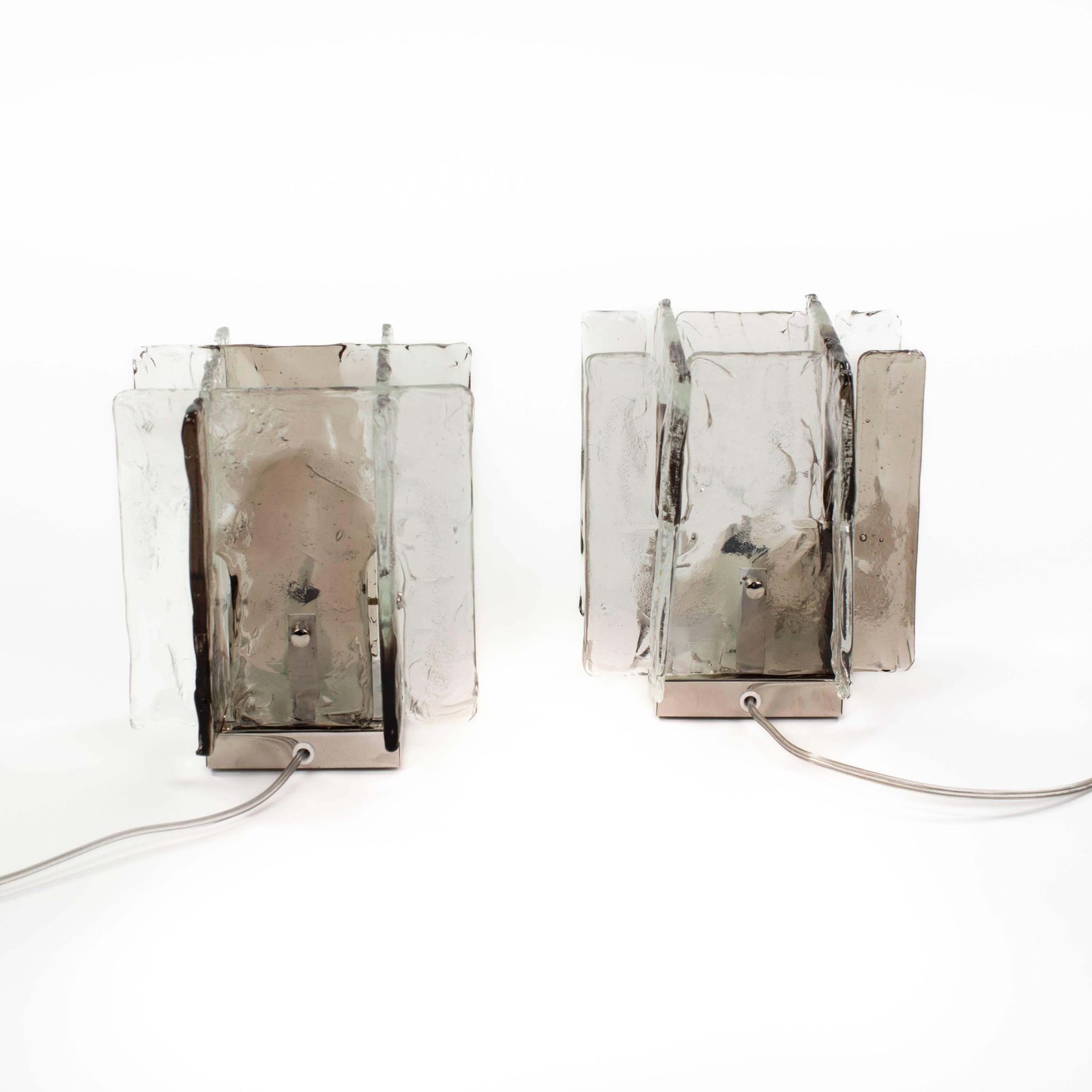 Pair Of Italian Mid Century Murano Glass Table Lamps By C. Nason For Mazzega 70s photo vintage